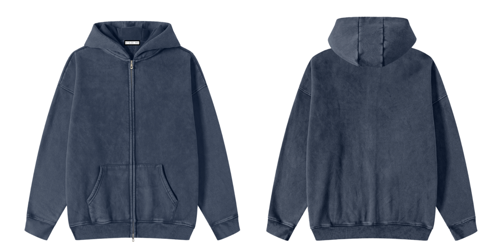 Snow-washed zip hoodie